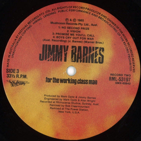 Jimmy Barnes : For The Working Class Man (2xLP, Album, RP, $13)