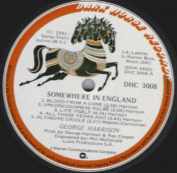 George Harrison : Somewhere In England (LP, Album)