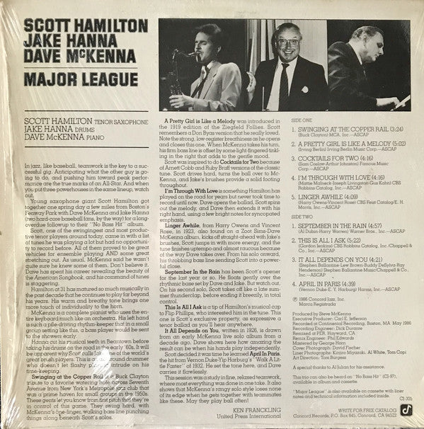 Scott Hamilton / Jake Hanna / Dave McKenna : Major League (LP)