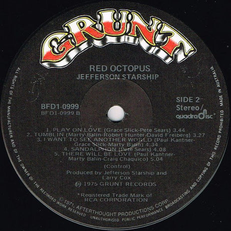 Jefferson Starship : Red Octopus (LP, Album, Quad)