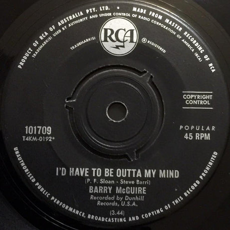 Barry McGuire : Cloudy Summer Afternoon (7")