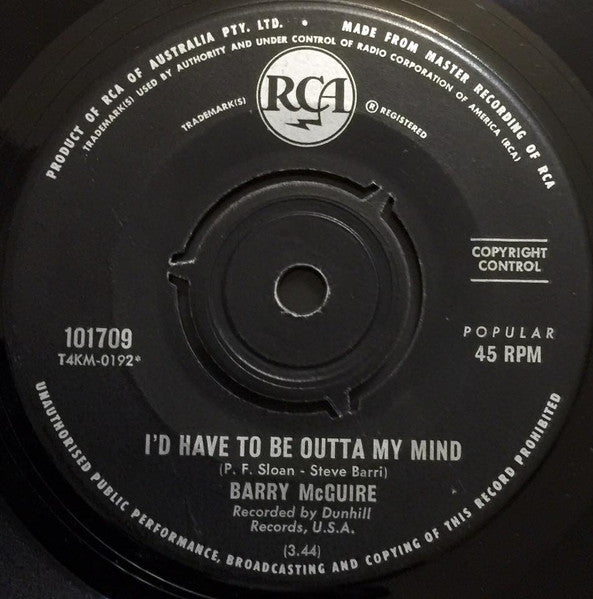 Barry McGuire : Cloudy Summer Afternoon (7")