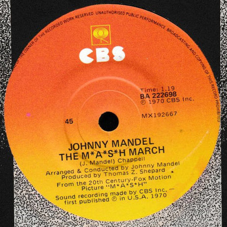 The Mash : Theme From M*A*S*H (Suicide Is Painless) (7", Single)