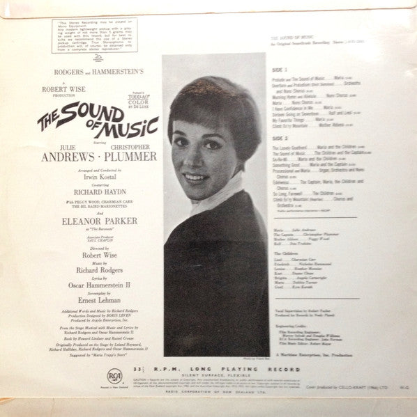 Rodgers And Hammerstein* / Julie Andrews, Christopher Plummer, Irwin Kostal : The Sound Of Music (An Original Soundtrack Recording) (LP, Album)