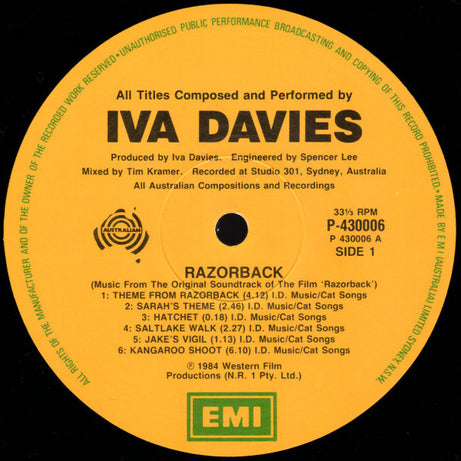 Iva Davies : Razorback (Music From The Original Soundtrack Of The Film) (LP, Gat)