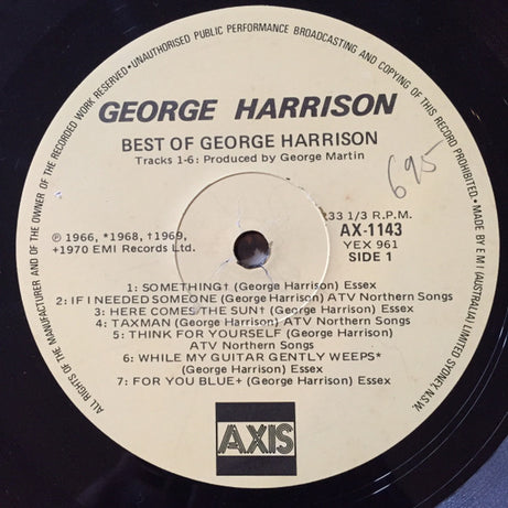 George Harrison : The Best Of George Harrison (LP, Comp, RE)
