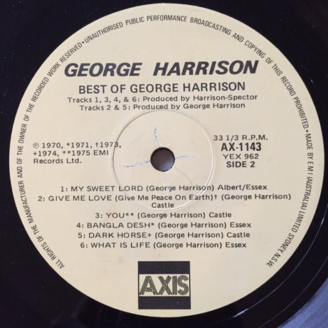 George Harrison : The Best Of George Harrison (LP, Comp, RE)