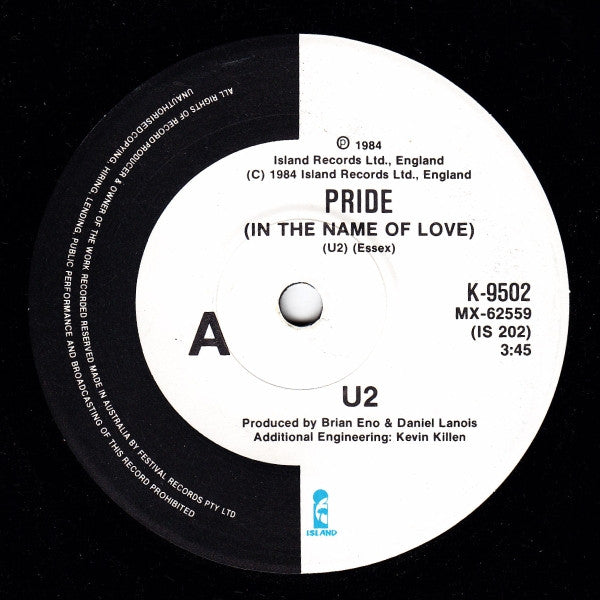 U2 : Pride (In The Name Of Love) (7", Single)