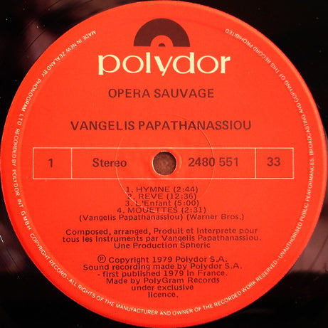 Vangelis : Opera Sauvage (LP, Album)
