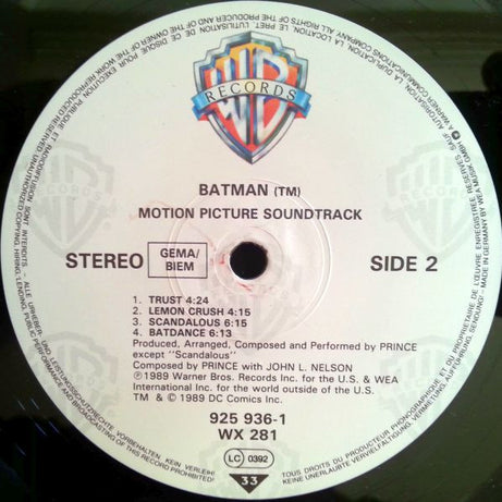 Prince : Batman™ (Motion Picture Soundtrack) (LP, Album, Tel)