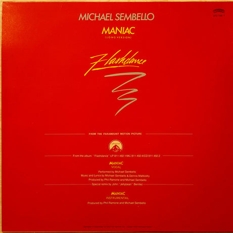Michael Sembello : Maniac (Long Version) (12", Single)