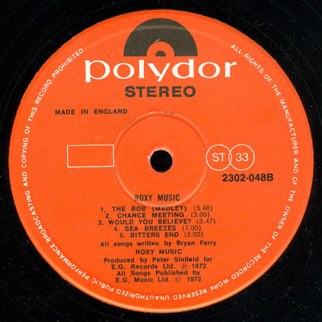 Roxy Music : Roxy Music (LP, Album, RE, Gat)