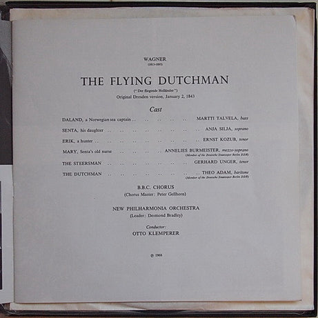 Richard Wagner - Otto Klemperer, New Philharmonia Orchestra : The Flying Dutchman (3xLP, Bla + Box)