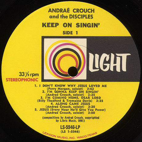 Andraé Crouch & The Disciples : Keep On Singin' (LP, Album)
