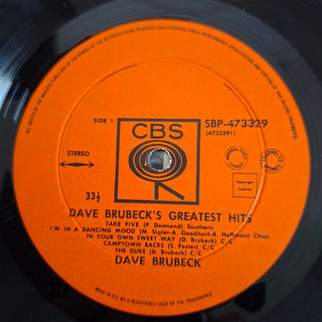 Dave Brubeck : Dave Brubeck's Greatest Hits (LP, Comp)
