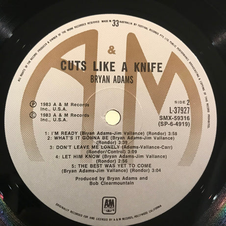 Bryan Adams : Cuts Like A Knife (LP, Album)