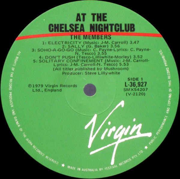 The Members : At The Chelsea Nightclub (LP)
