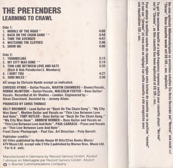 The Pretenders : Learning To Crawl (Cass, Album)