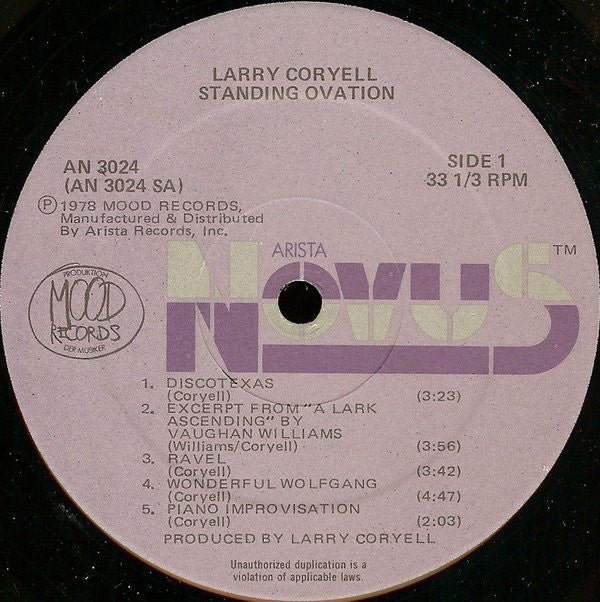 Larry Coryell : Standing Ovation - Solo (LP, Album, Hub)