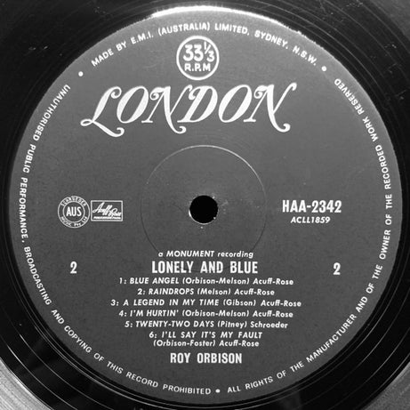 Roy Orbison : Lonely And Blue (LP, Album, Mono)