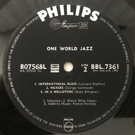 Various : One World Jazz (LP, Album, Mono)