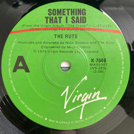 The Ruts : Something That I Said (7", Single)