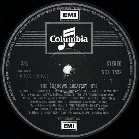 The Shadows : The Shadows' Greatest Hits (LP, Comp, RE)