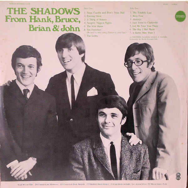 The Shadows : From Hank, Bruce, Brian & John (LP, Album, Club)