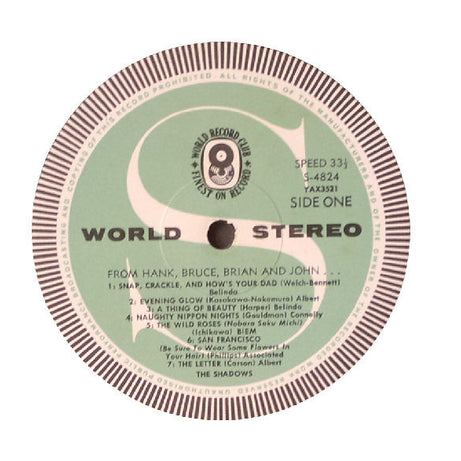 The Shadows : From Hank, Bruce, Brian & John (LP, Album, Club)