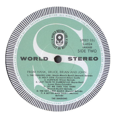 The Shadows : From Hank, Bruce, Brian & John (LP, Album, Club)