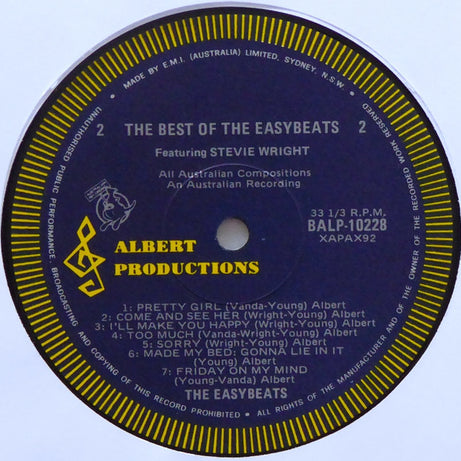 The Easybeats : The Best Of The Easybeats Featuring Stevie Wright (LP, Comp, RE)