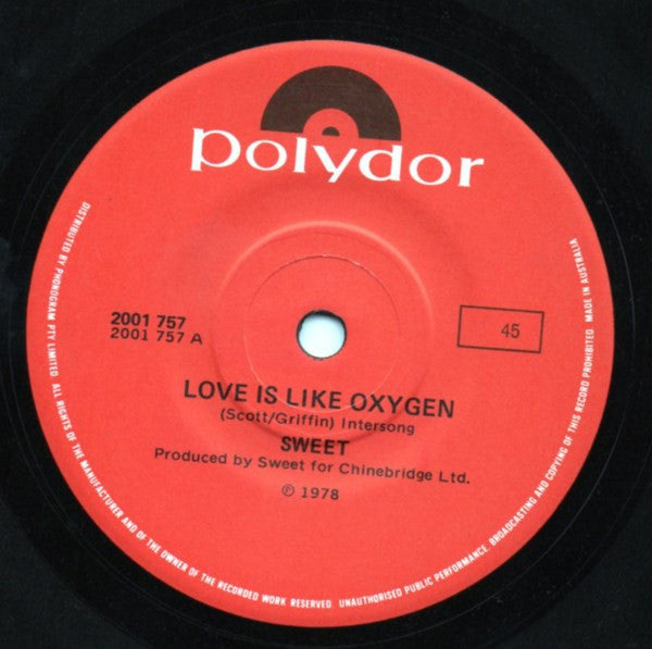 The Sweet : Love Is Like Oxygen (7", Single)