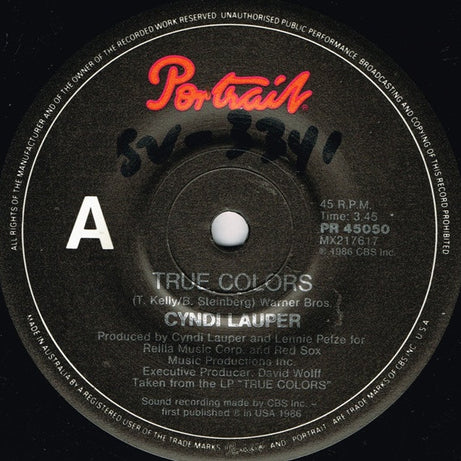Cyndi Lauper : True Colors (7", Single)