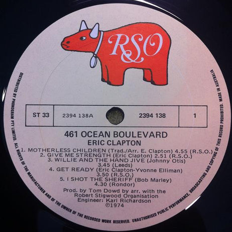 Eric Clapton : 461 Ocean Boulevard (LP, Album, Gat)