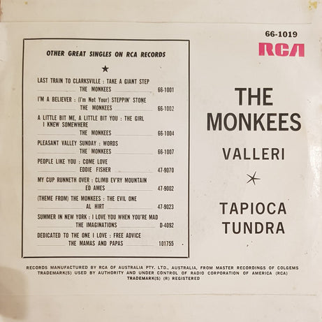 The Monkees : Valleri (7", Single)
