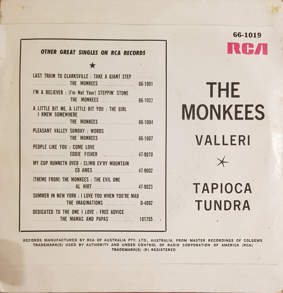The Monkees : Valleri (7", Single)