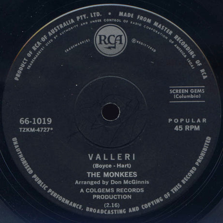 The Monkees : Valleri (7", Single)