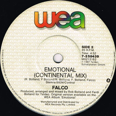 Falco : Emotional (N.Y. Mix) (7")