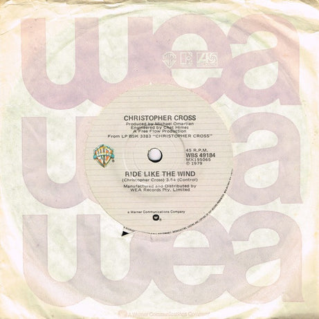Christopher Cross : Ride Like The Wind (7", Single)