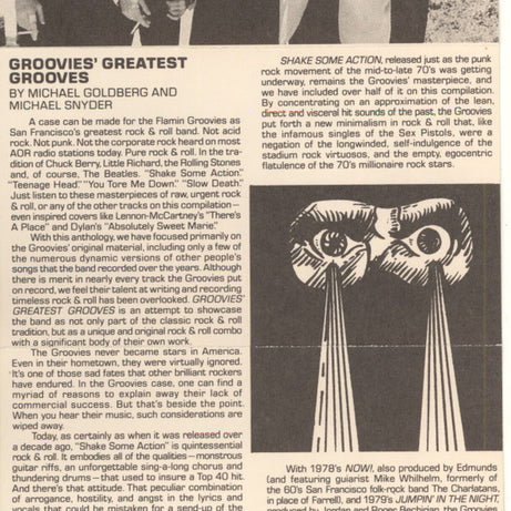 The Flamin' Groovies : Groovies' Greatest Grooves (Cass, Comp, SR)