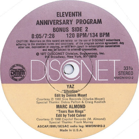 Various : Eleventh Anniversary Program (2x12", P/Mixed)