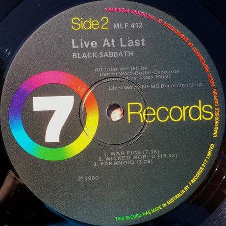 Black Sabbath : Live At Last (LP, Album)
