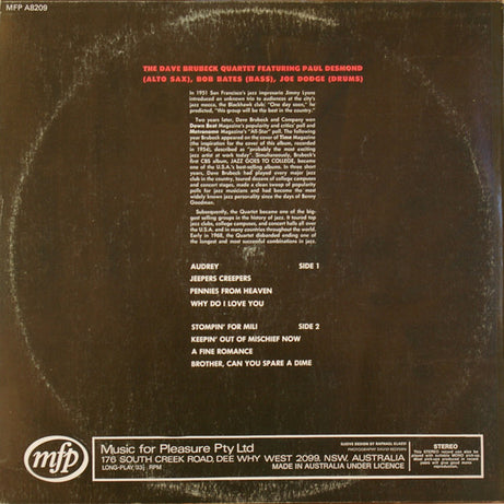 The Dave Brubeck Quartet : The Dave Brubeck Quartet (LP, Album, RE)