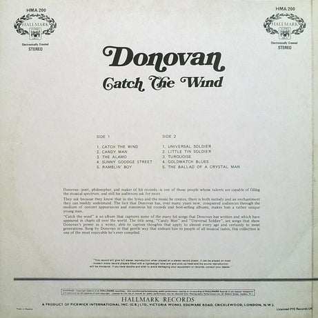 Donovan : Catch The Wind (LP, Comp, RM, Ele)