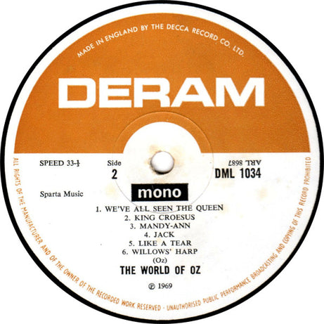 The World Of Oz : The World Of Oz (LP, Album, Mono)