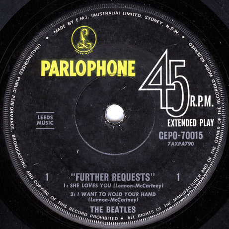 The Beatles : Further Requests (7", EP, Mono)