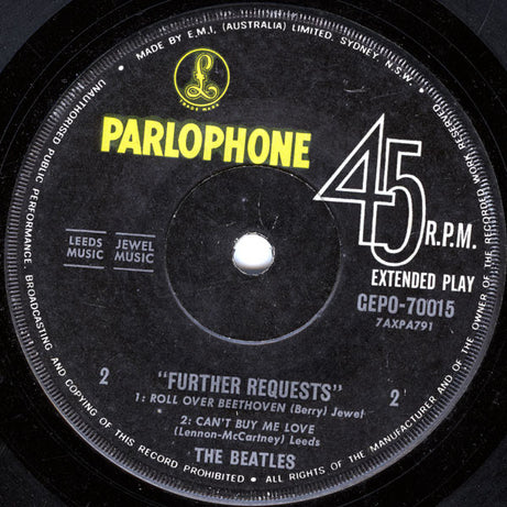 The Beatles : Further Requests (7", EP, Mono)