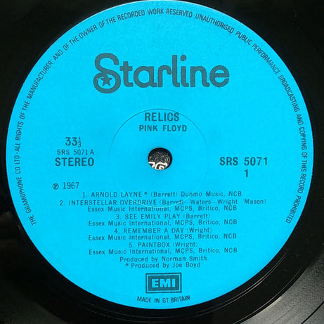 Pink Floyd : Relics (LP, Album, Comp, Tex)