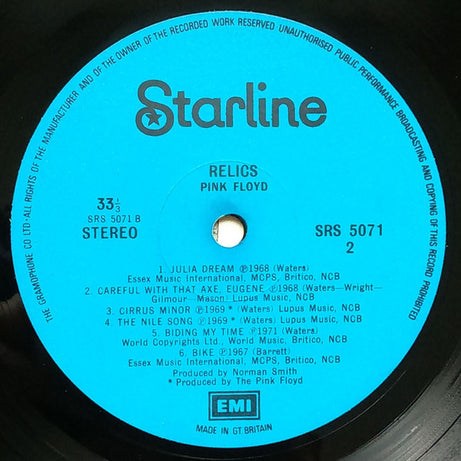 Pink Floyd : Relics (LP, Album, Comp, Tex)