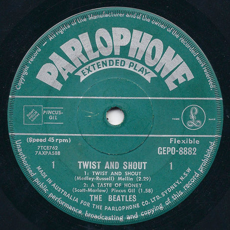 The Beatles : Twist And Shout (7", EP, Mono)